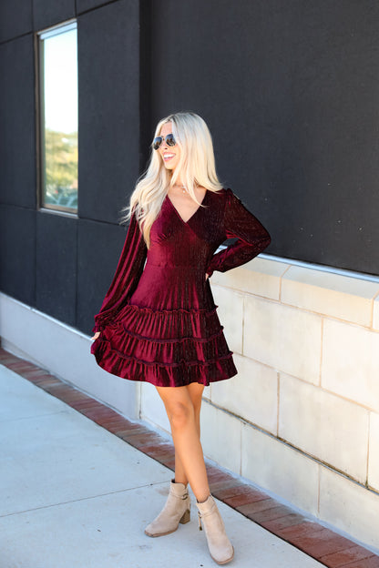 Heartful Romance Wine Velvet Mini Dress