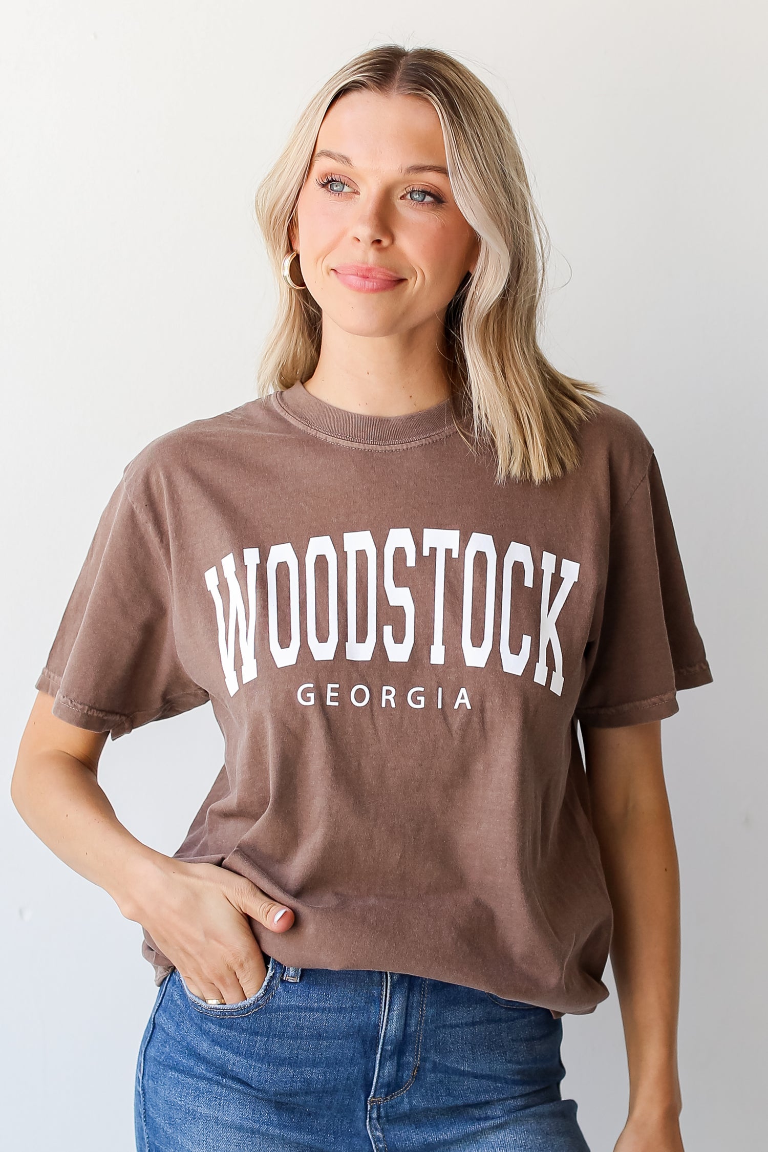 Brown Woodstock Georgia Tee front view