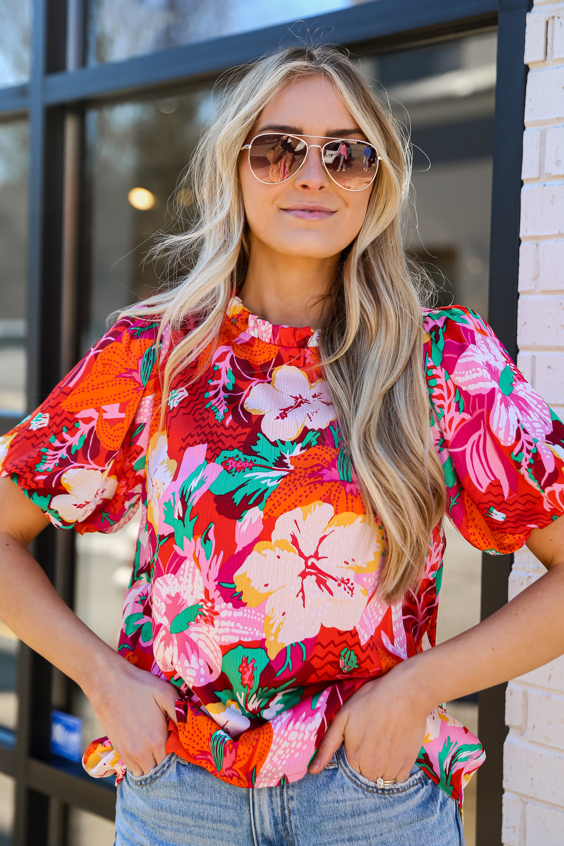 cute Fuchsia Floral Blouse