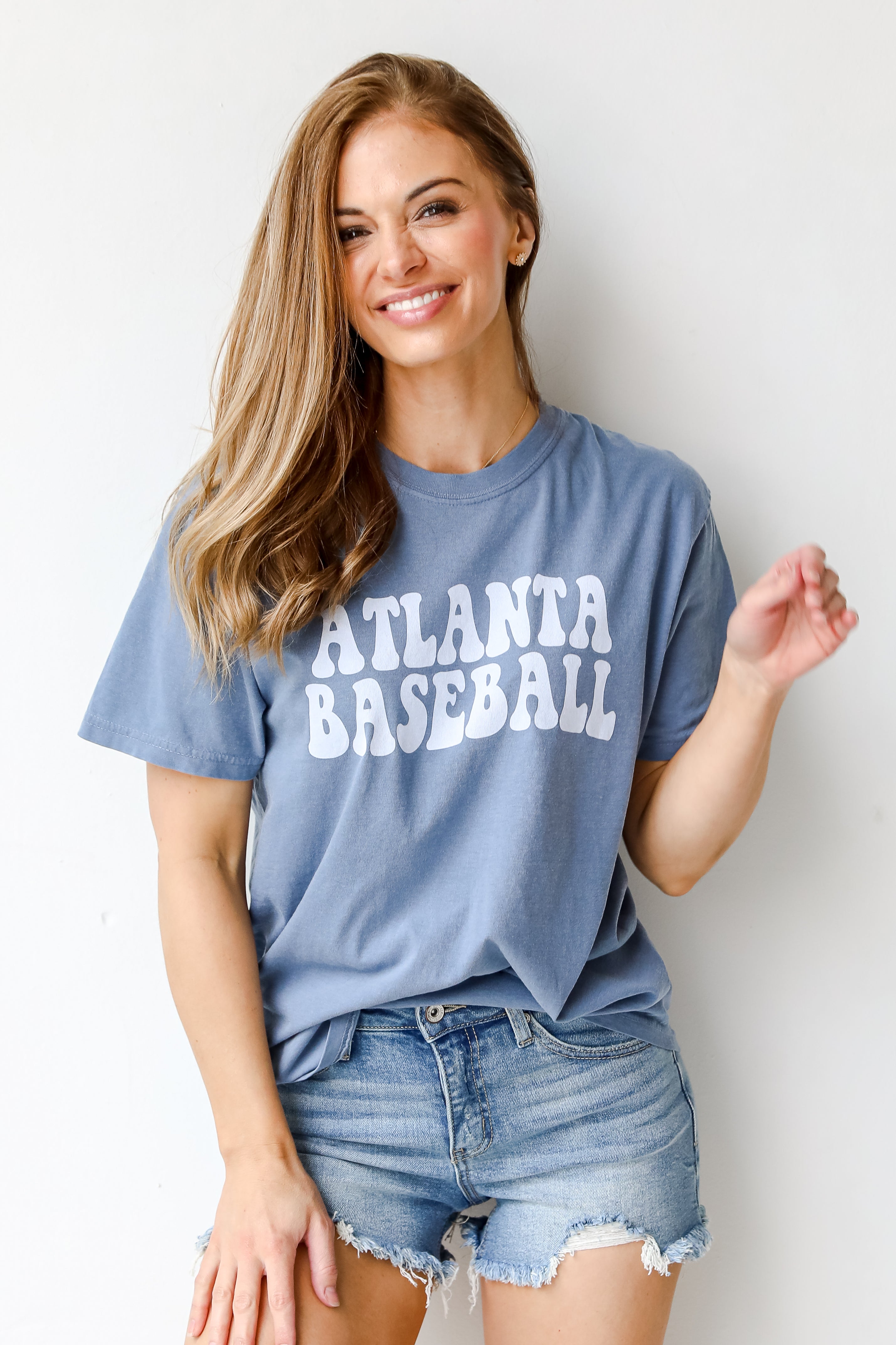 Denim Atlanta Baseball Graphic Tee