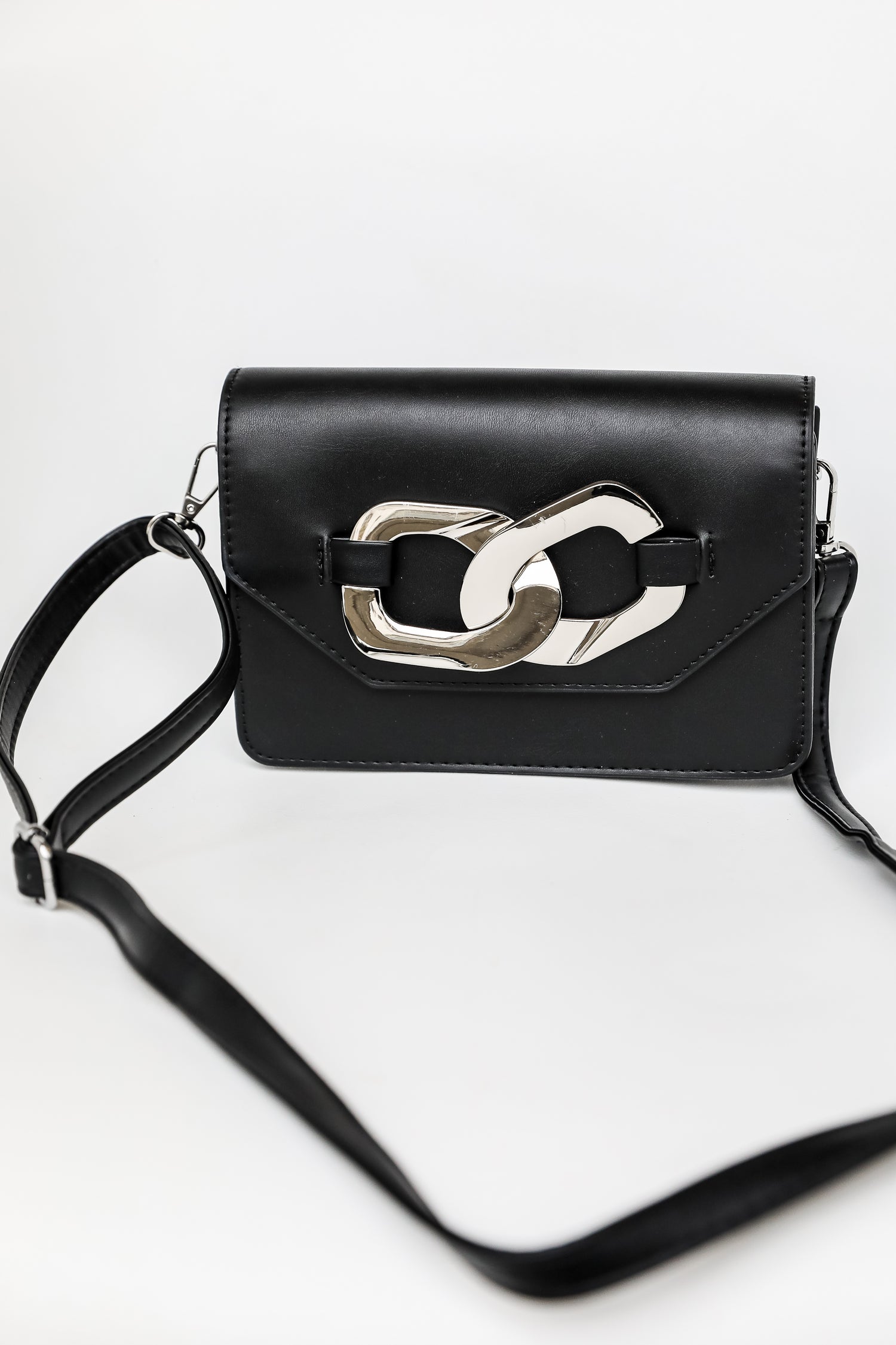 black Crossbody Bag flat lay