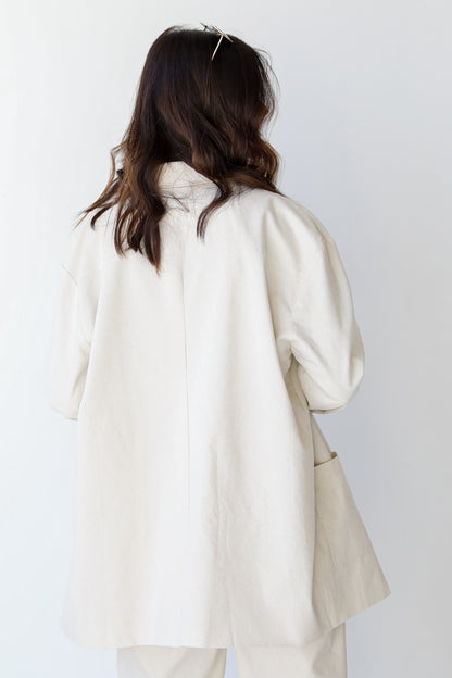 Linen Blazer in ivory back view