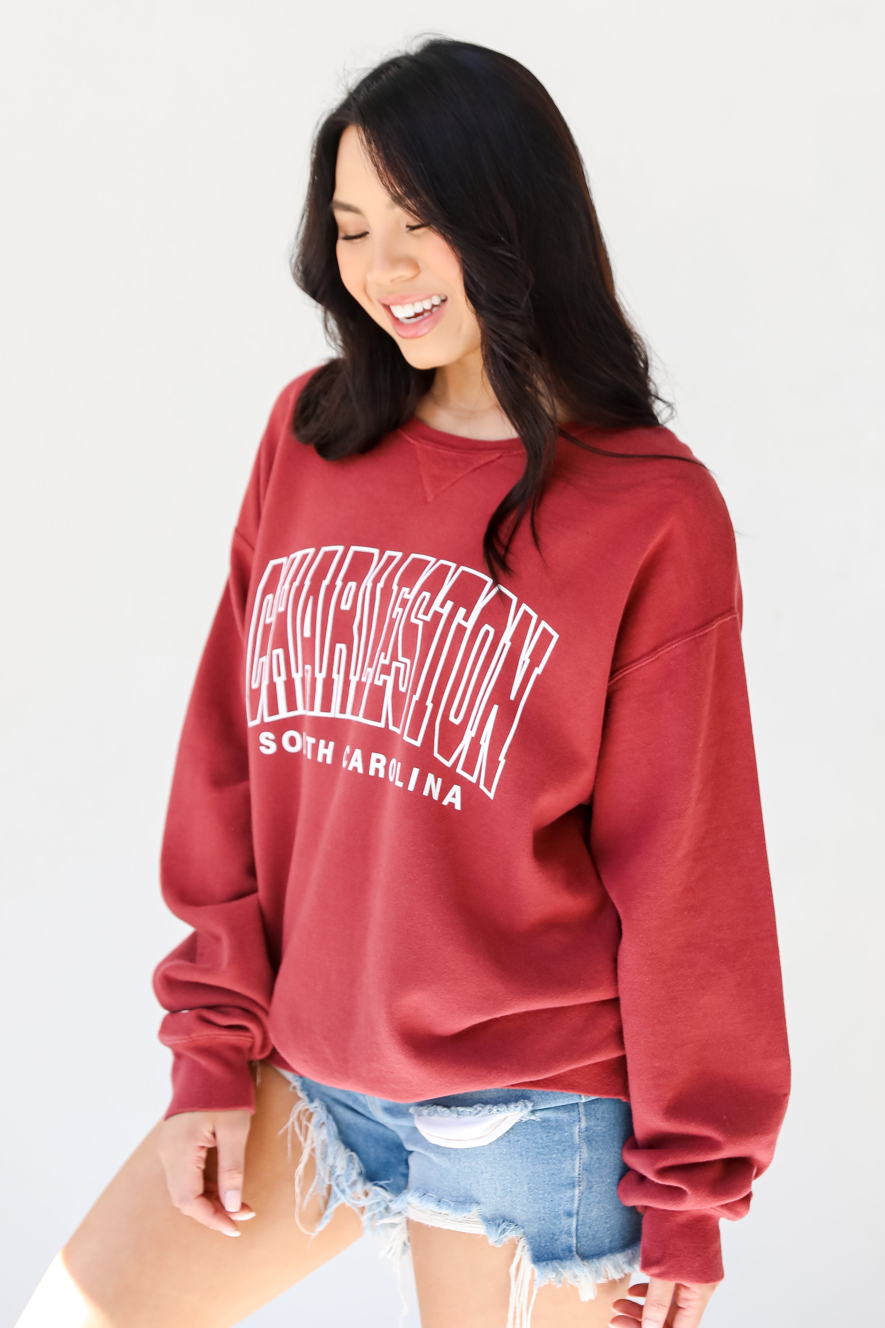 Maroon Charleston South Carolina Pullover side view