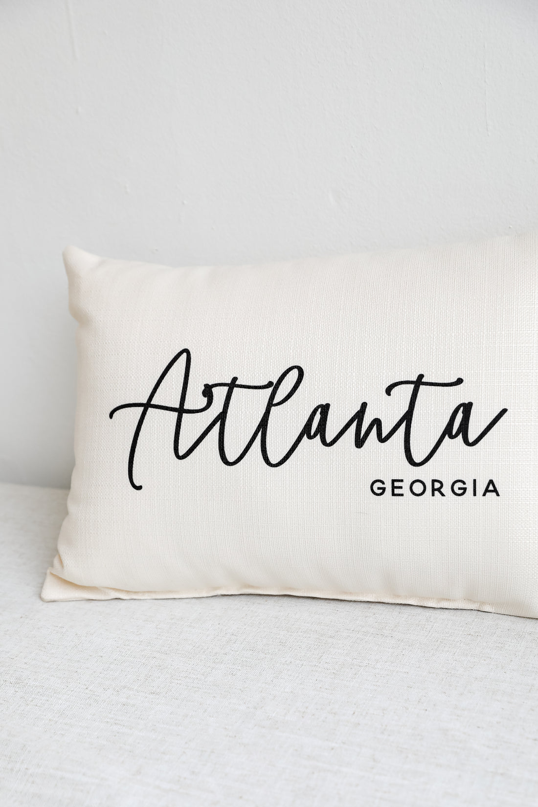 Atlanta Script Pillow close up