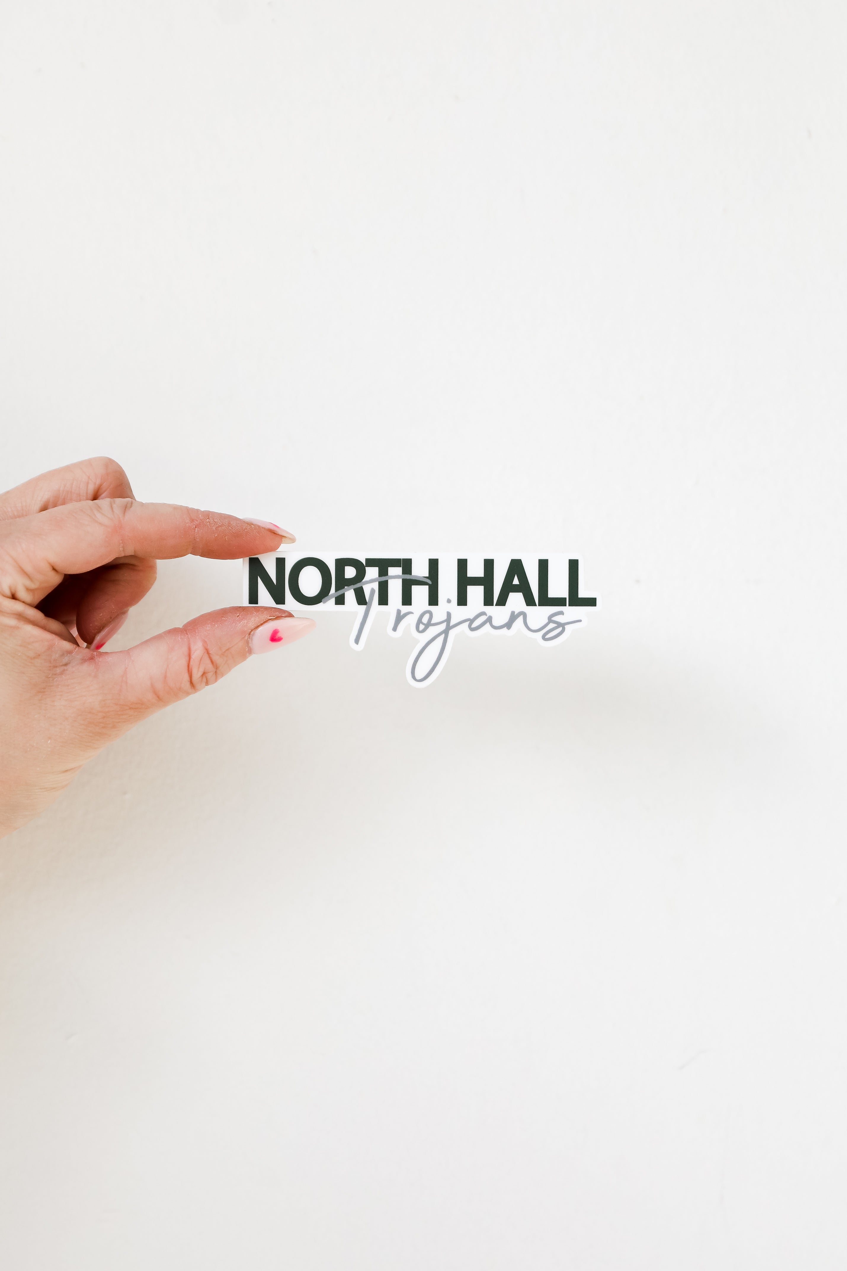 North Hall Trojans Sticker flat lay