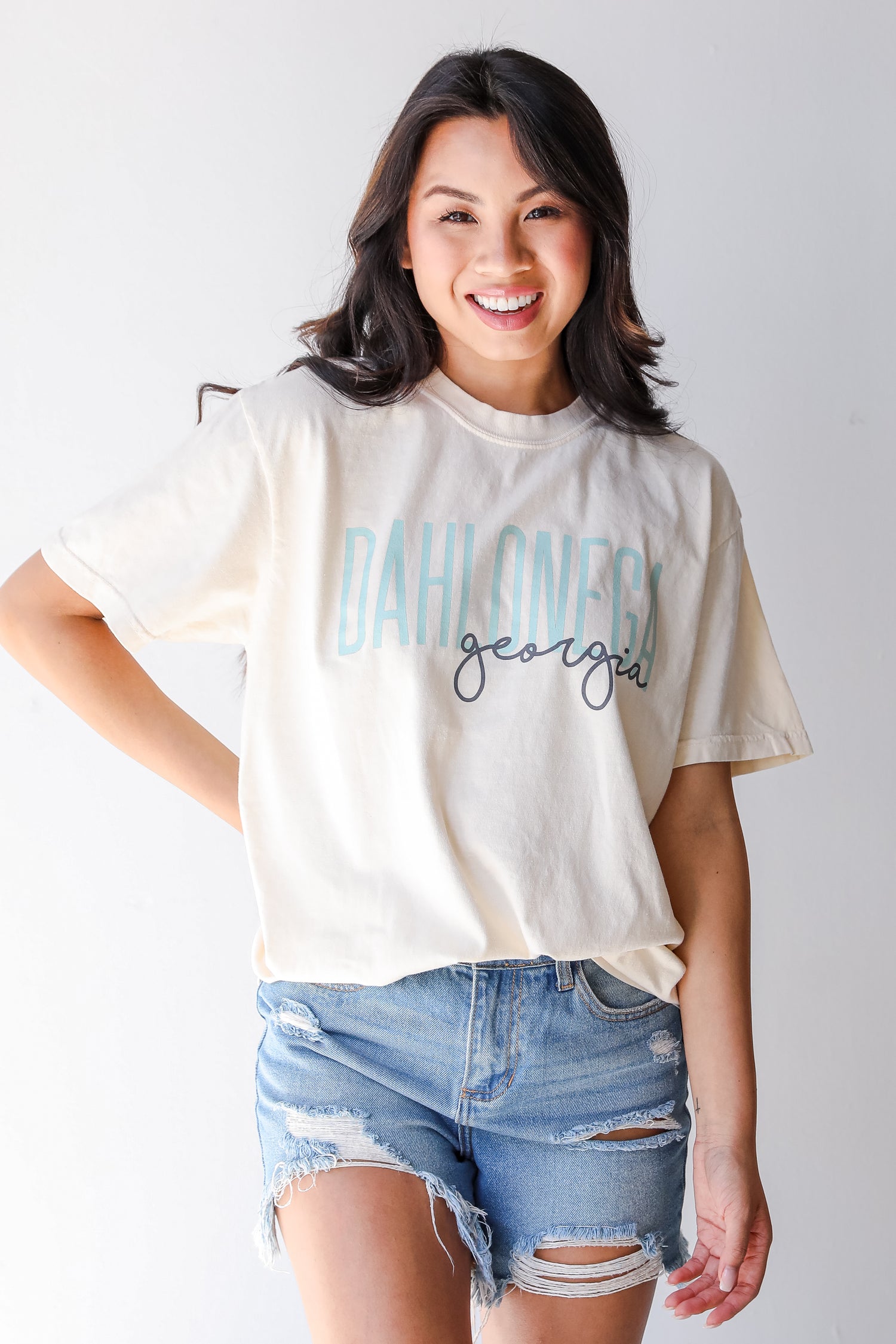 Ivory Dahlonega Georgia Script Tee front view