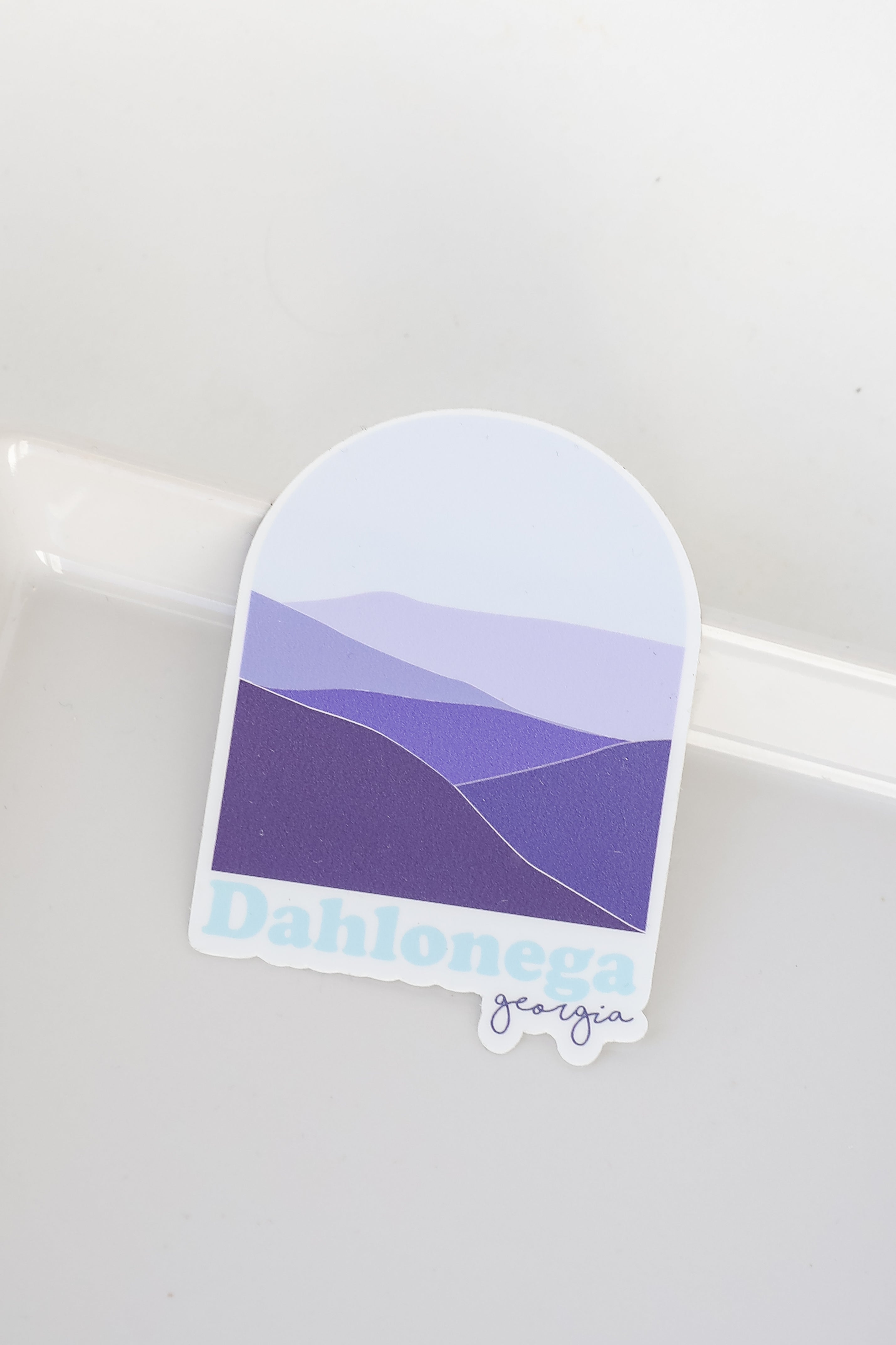 Round Dahlonega Georgia Mountain Sticker in purple