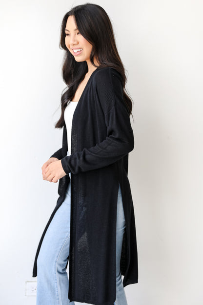 Cardigan in black side view