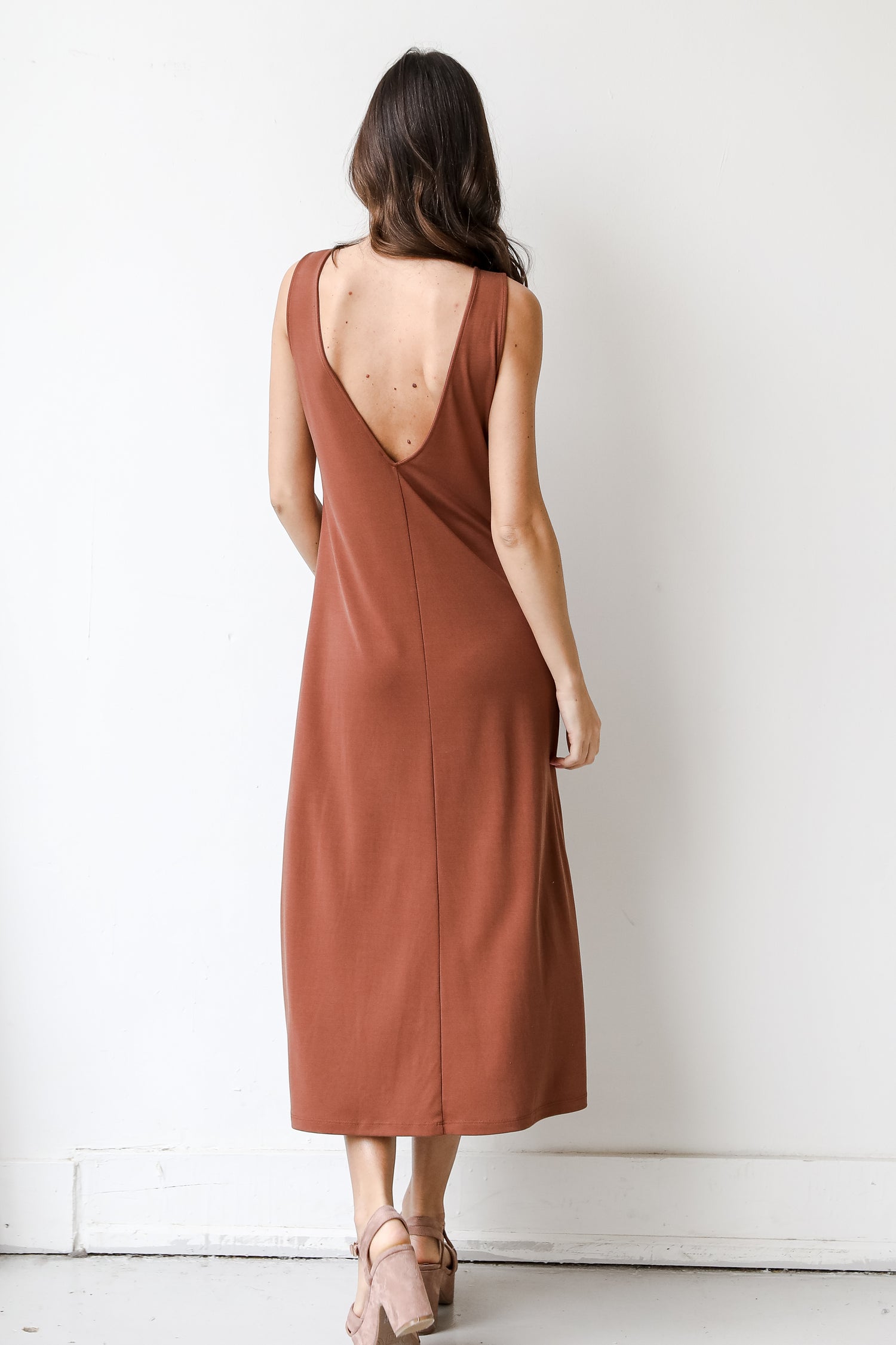 Maxi Dress in mocha back view