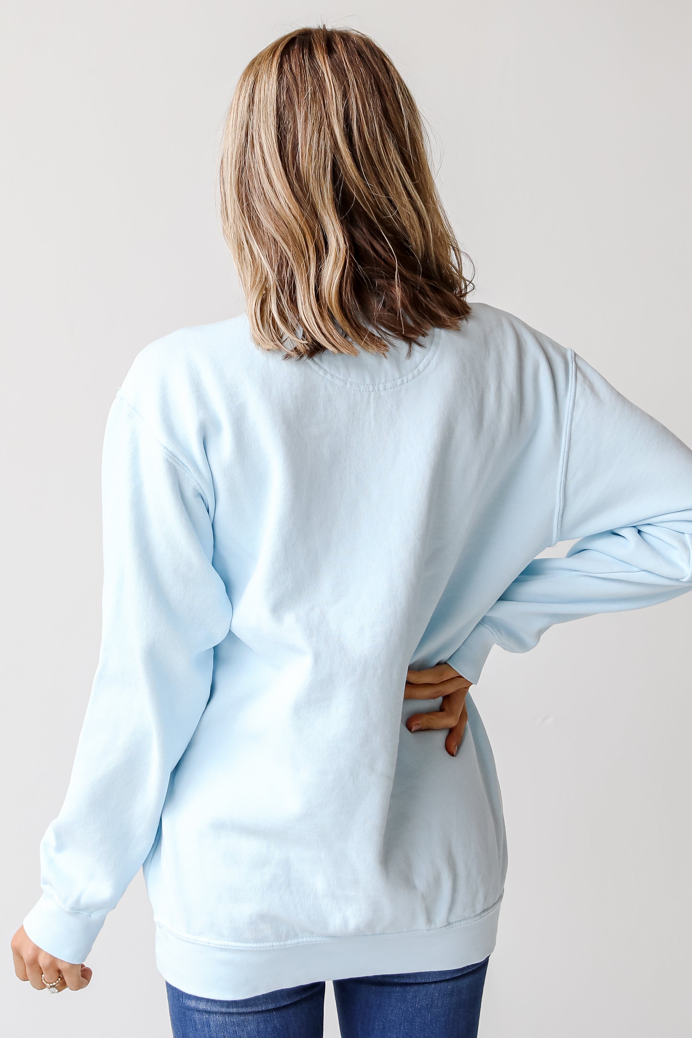 Light Blue Savannah Pullover back view